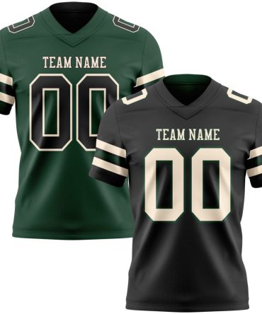 Custom Black Cream-Green Reversible Double Side Authentic Football Jersey, Gift For Football Fans