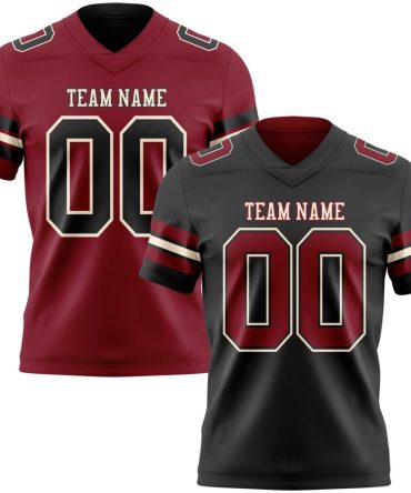 Custom Black Crimson-Cream Reversible Double Side Authentic Football Jersey, Gift For Football Fans