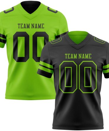 Custom Black-Neon Green Reversible Double Side Authentic Football Jersey, Gift For Football Fans