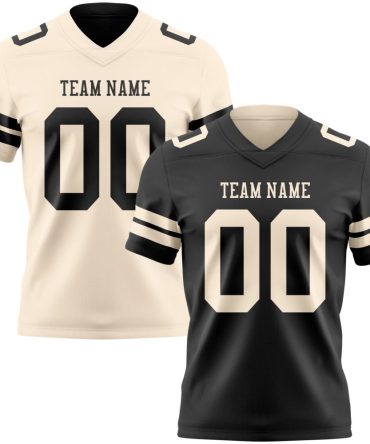 Custom Black-Cream Reversible Double Side Authentic Football Jersey, Gift For Football Fans