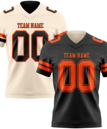 Custom Black Cream Reversible Double Side Authentic Football Jersey, Gift For Football Fans