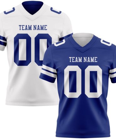 Custom Royal-White Reversible Double Side Authentic Football Jersey, Gift For Football Fans