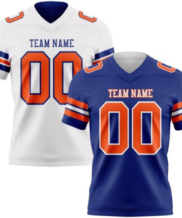 Custom Royal Orange-White Reversible Double Side Authentic Football Jersey, Gift For Football Fans