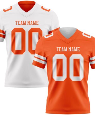Custom Orange-White Reversible Double Side Authentic Football Jersey, Gift For Football Fans
