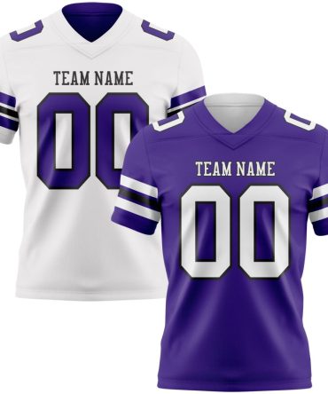 Custom Purple White-Black Reversible Double Side Authentic Football Jersey, Gift For Football Fans