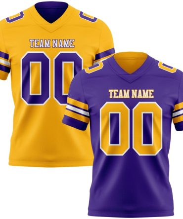 Custom Purple Gold-White Reversible Double Side Authentic Football Jersey, Gift For Football Fans