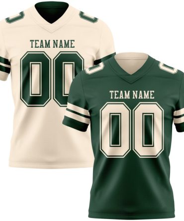Custom Green-Cream Reversible Double Side Authentic Football Jersey, Gift For Football Fans
