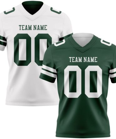 Custom Green-White Reversible Double Side Authentic Football Jersey, Gift For Football Fans