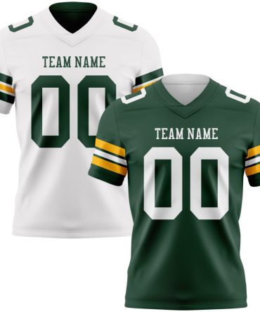 Custom Green-White Reversible Double Side Authentic Football Jersey, Gift For Football Fans
