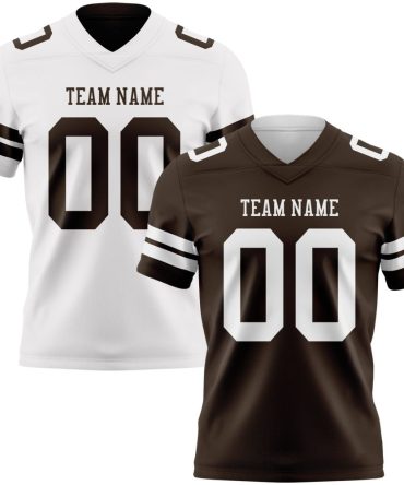 Custom Brown-White Reversible Double Side Authentic Football Jersey, Gift For Football Fans