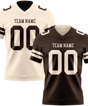 Custom Brown-Cream Reversible Double Side Authentic Football Jersey, Gift For Football Fans