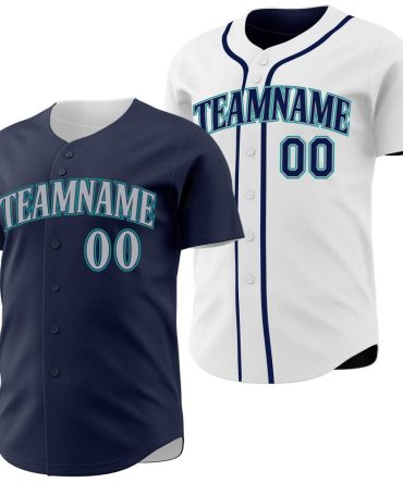 Custom Navy Gray-Teal Reversible Button-Down Baseball Jersey, Gift For Baseball Fans