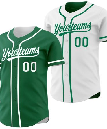 Custom Kelly Green-White Reversible Button-Down Baseball Jersey, Gift For Baseball Fans