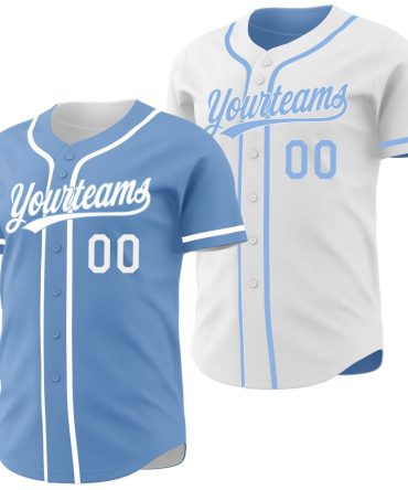 Custom Light Blue-White Reversible Button-Down Baseball Jersey, Gift For Baseball Fans
