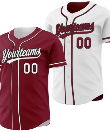 Custom Crimson White-Black Reversible Button-Down Baseball Jersey, Gift For Baseball Fans