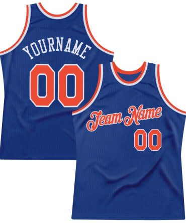 Custom Royal Orange-White Throwback Basketball Jersey, Gift For Basketball Fans