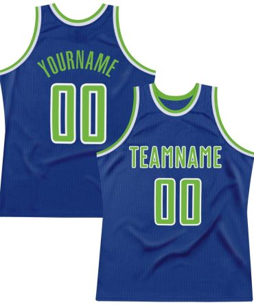 Custom Royal Neon Green-White Throwback Basketball Jersey, Gift For Basketball Fans