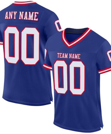 Custom Royal White-Red Throwback Football Jersey, Gift For Football Fans