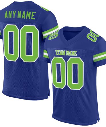 Custom Royal Neon Green-White Football Jersey, Gift For Football Fans