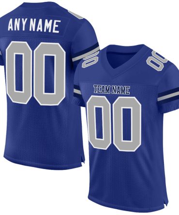 Custom Royal Gray-White Football Jersey, Gift For Football Fans