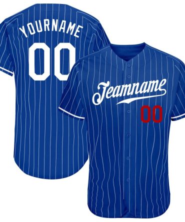 Custom Royal White Pinstripe White-Red Baseball Jersey, Gift For Baseball Fans