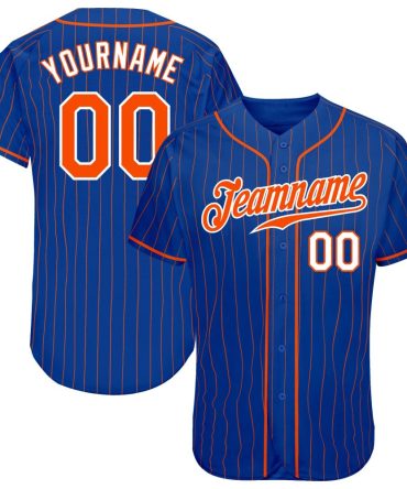 Custom Royal Orange Pinstripe Orange-White Baseball Jersey, Gift For Baseball Fans