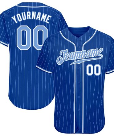 Custom Royal Light Blue Pinstripe Light Blue-White Baseball Jersey, Gift For Baseball Fans