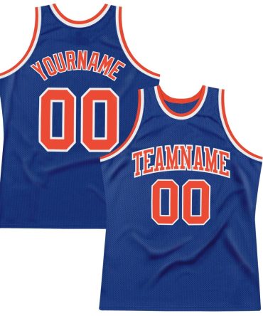 Custom Royal Orange-White Authentic Throwback Basketball Jersey, Gift For Basketball Fans