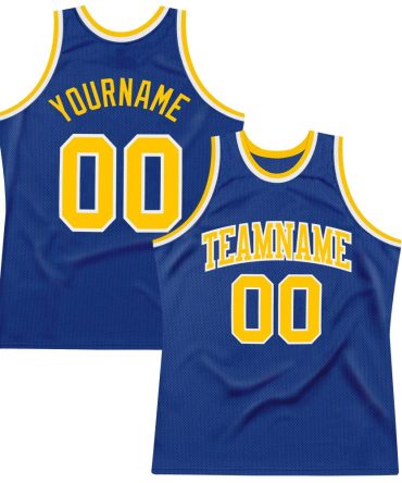 Custom Royal Gold-White Authentic Throwback Basketball Jersey, Gift For Basketball Fans
