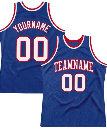 Custom Royal White-Red Throwback Basketball Jersey, Gift For Basketball Fans