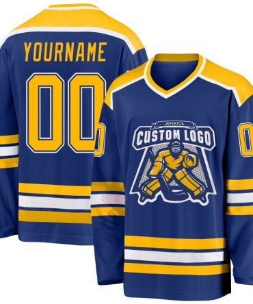 Custom Royal Gold-White Hockey Jersey, Gift For Hockey Fans