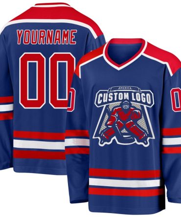 Custom Royal Red-White Hockey Jersey, Gift For Hockey Fans