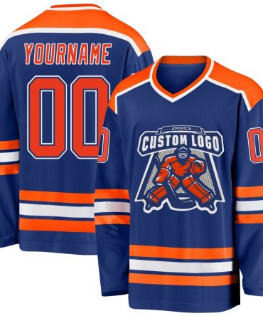 Custom Royal Orange-White Hockey Jersey, Gift For Hockey Fans