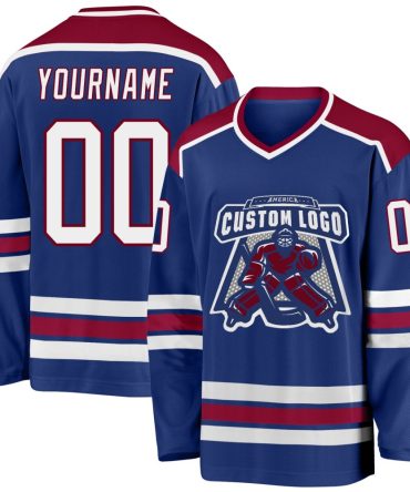 Custom Royal White-Maroon Hockey Jersey, Gift For Hockey Fans