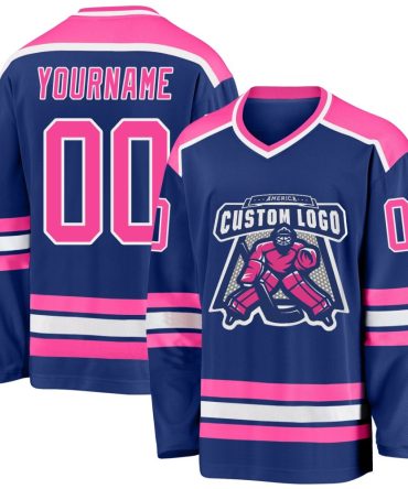 Custom Royal Pink-White Hockey Jersey, Gift For Hockey Fans