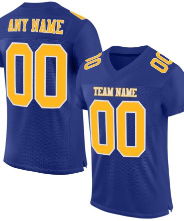 Custom Royal Gold-White Football Jersey, Gift For Football Fans