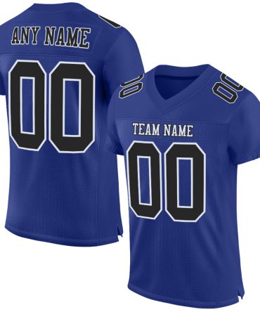 Custom Royal Black-White Football Jersey, Gift For Football Fans
