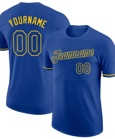 Custom Royal Royal-Gold Performance T-Shirt, For Football, Baseball, Hockey, Basketball, Softball & Rugby Fans