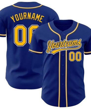 Custom Royal Gold-White Baseball Jersey, Gift For Baseball Fans