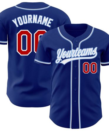 Custom Royal Red-Light Blue Baseball Jersey, Gift For Baseball Fans