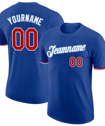 Custom Royal Red-White Performance T-Shirt, For Football, Baseball, Hockey, Basketball, Softball & Rugby Fans
