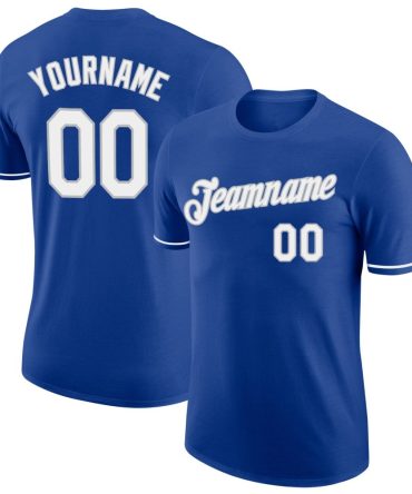 Custom Royal White-Gray Performance T-Shirt, For Football, Baseball, Hockey, Basketball, Softball & Rugby Fans