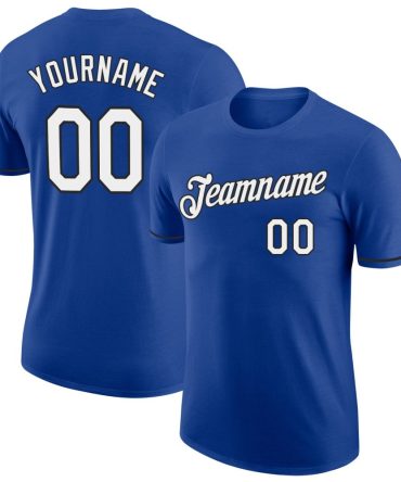 Custom Royal White-Black Performance T-Shirt, For Football, Baseball, Hockey, Basketball, Softball & Rugby Fans
