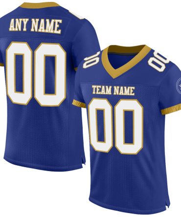 Custom Royal White-Old Gold Football Jersey, Gift For Football Fans