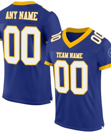 Custom Royal White-Gold Football Jersey, Gift For Football Fans