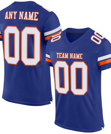 Custom Royal White-Orange Football Jersey, Gift For Football Fans