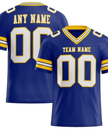 Custom Royal White-Yellow Authentic Football Jersey, Gift For Football Fans