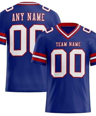 Custom Royal White-Red Authentic Football Jersey, Gift For Football Fans