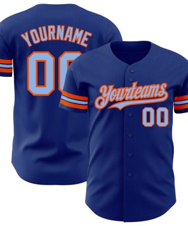 Custom Royal Light Blue-Orange Baseball Jersey, Gift For Baseball Fans
