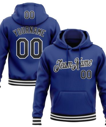 Custom Royal Black-White Sports Pullover Sweatshirt Hoodie, Gift For Football, Baseball, Hockey, Basketball, Softball & Rugby Fans